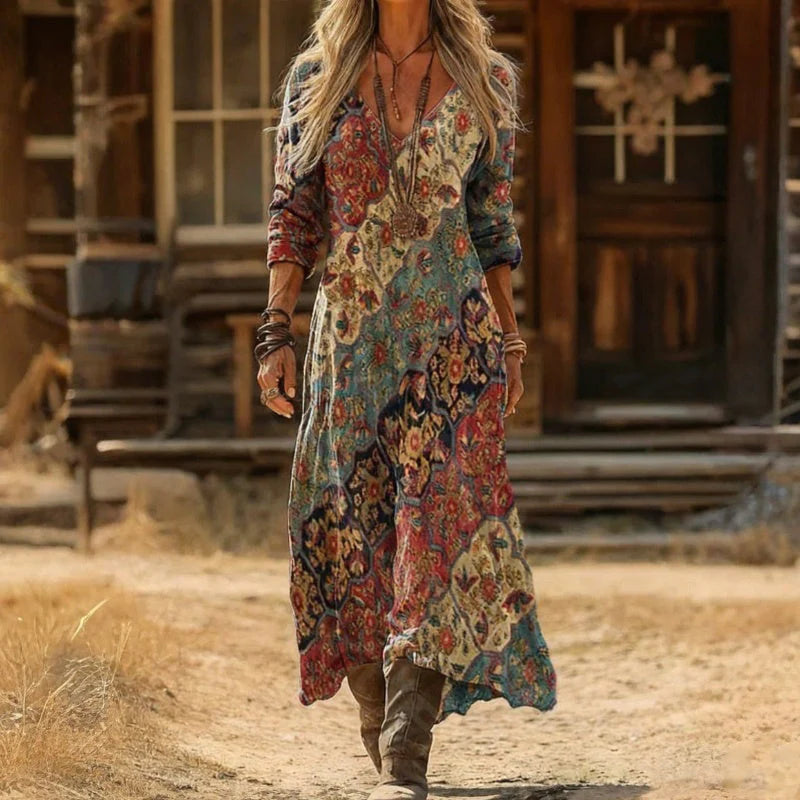 Vera™ - Vintage Ethnic Print Dress