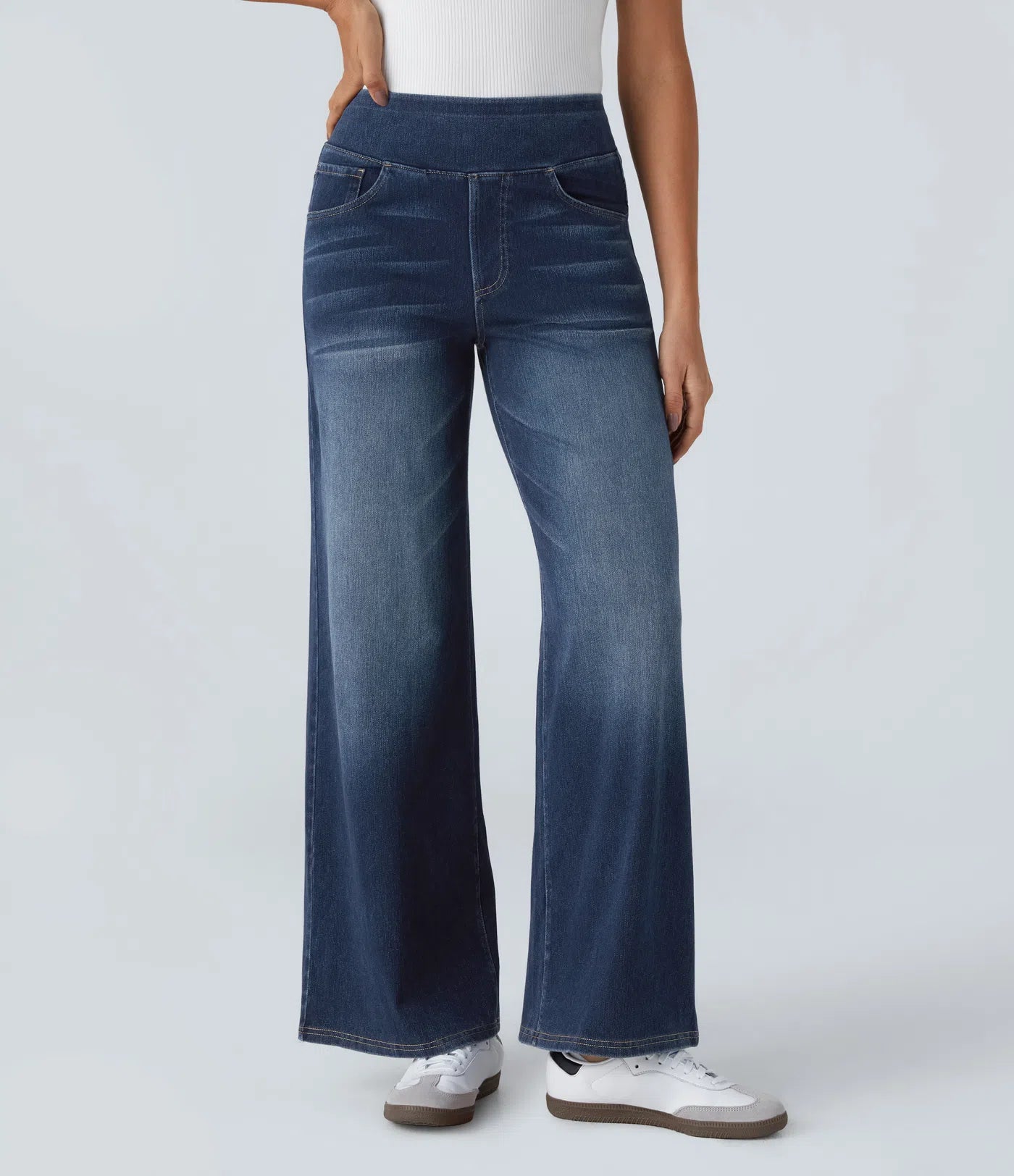 VERA™ - HIGH WAISTED WIDE LEG WASHED CASUAL JEANS