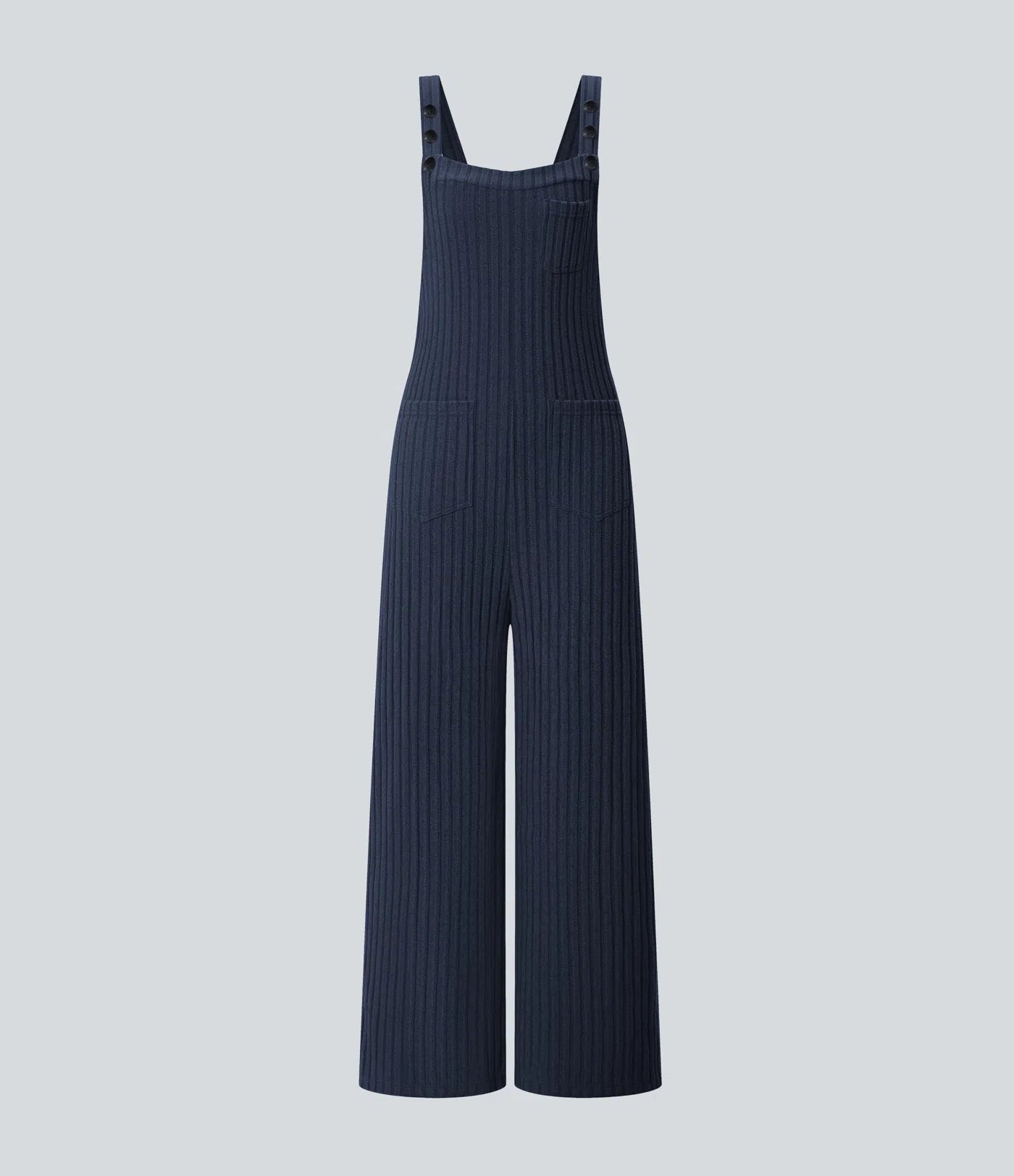 RIBBED KNIT CASUAL OVERALLS