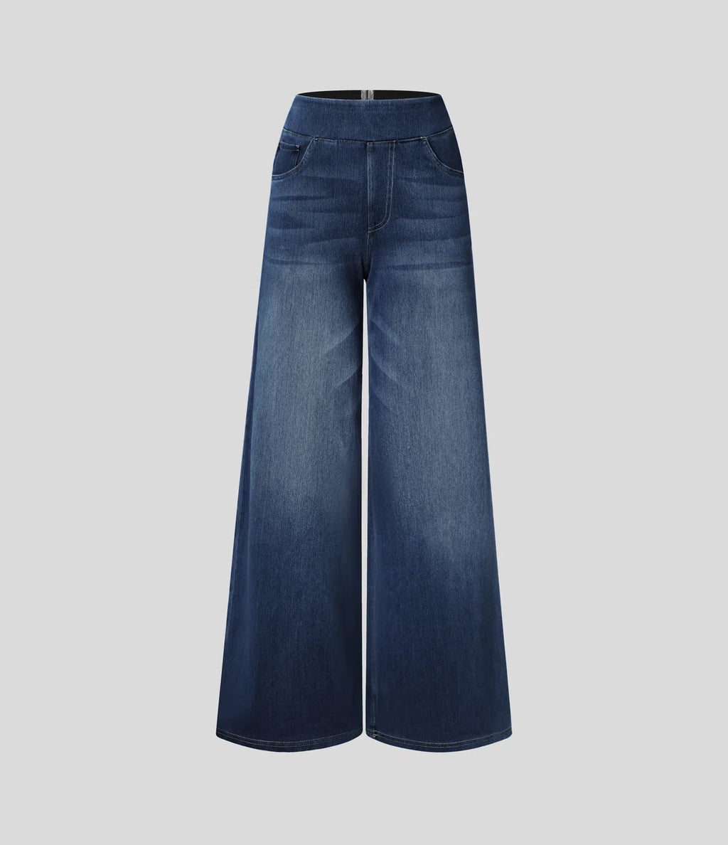 VERA™ - HIGH WAISTED WIDE LEG WASHED CASUAL JEANS