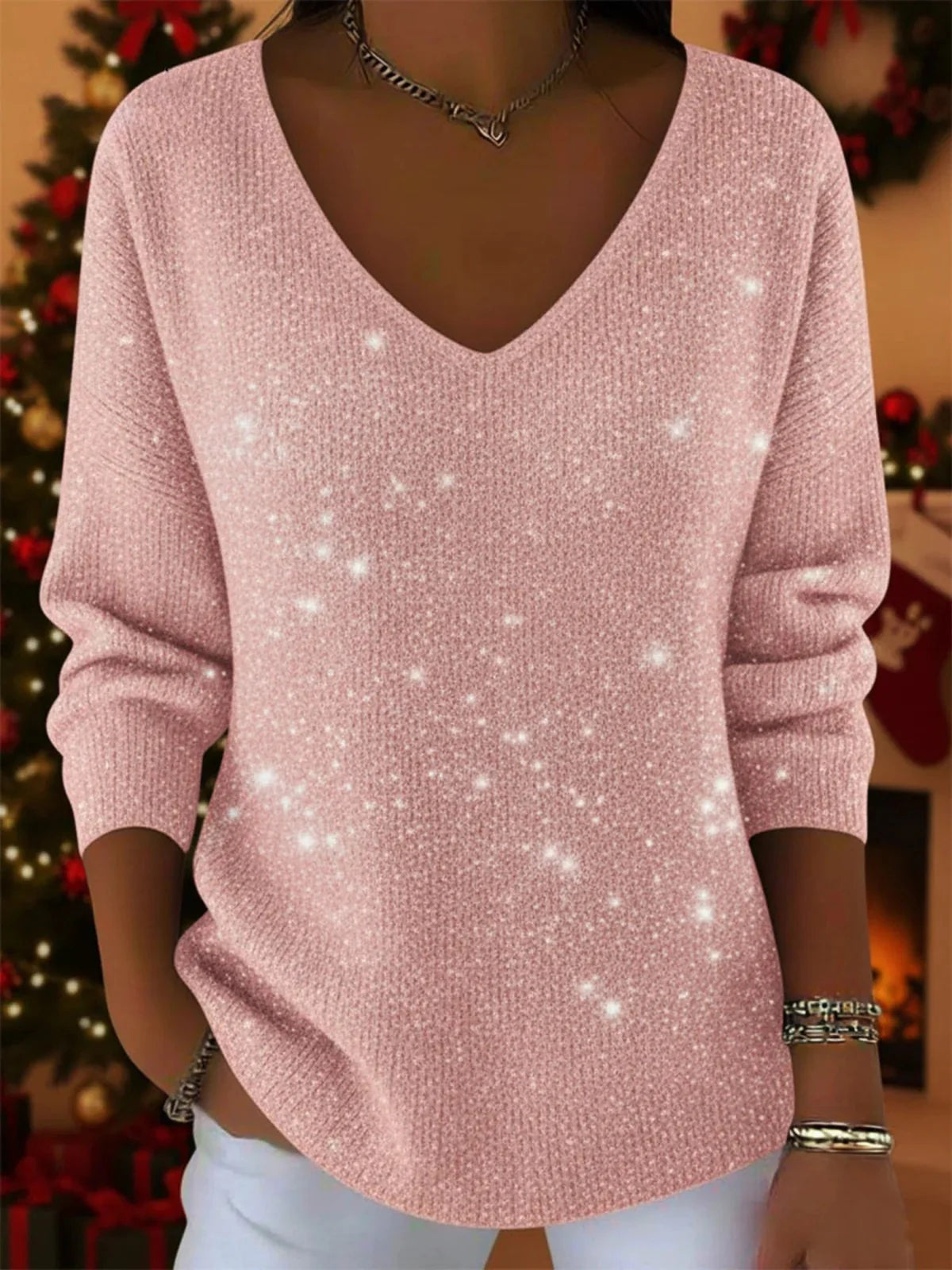 VERA™ - FESTIVE V-NECK SWEATER