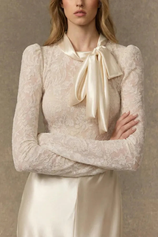 VERA™ - WHITE BOW NECK MAXI DRESS