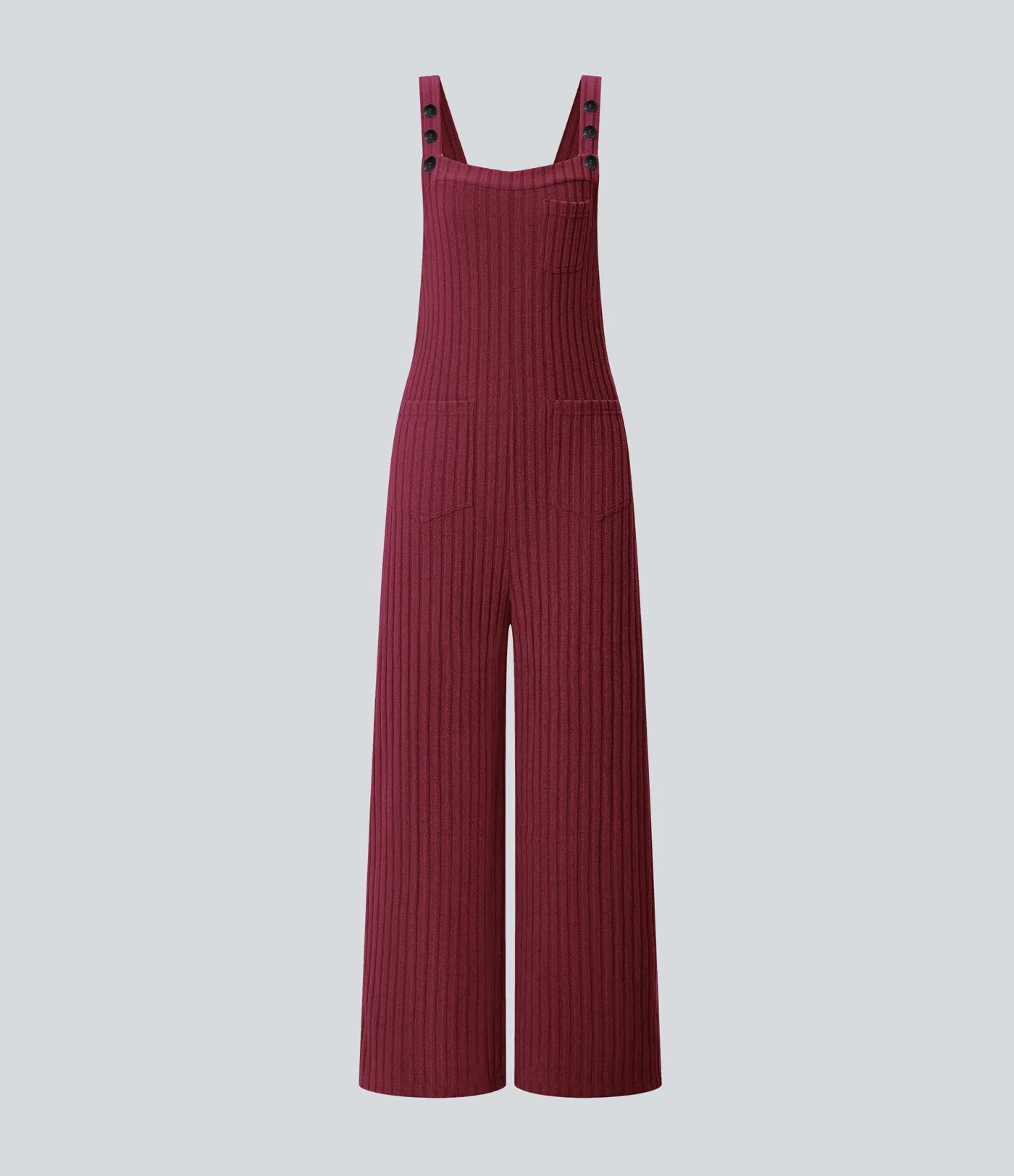 RIBBED KNIT CASUAL OVERALLS