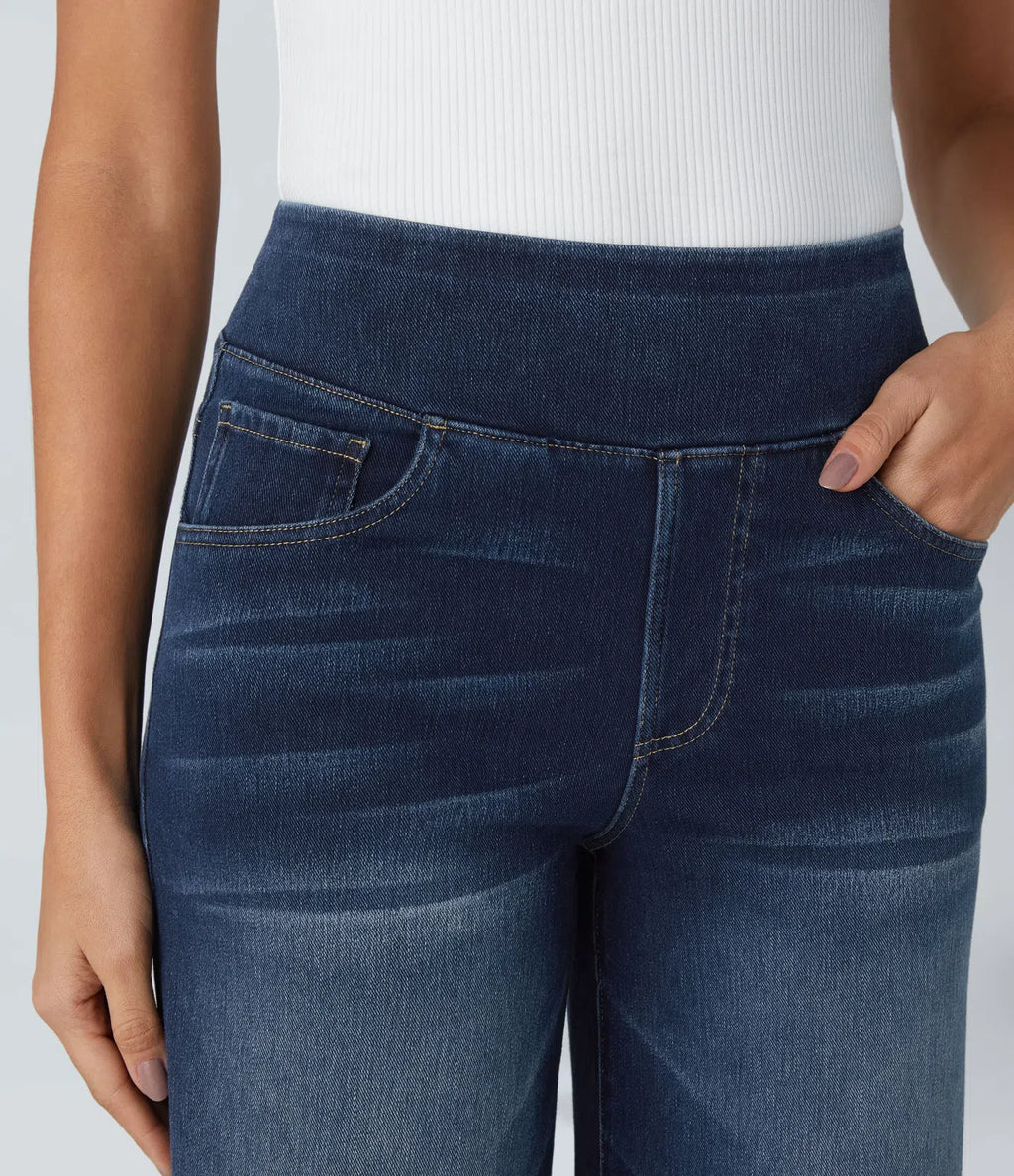 VERA™ - HIGH WAISTED WIDE LEG WASHED CASUAL JEANS