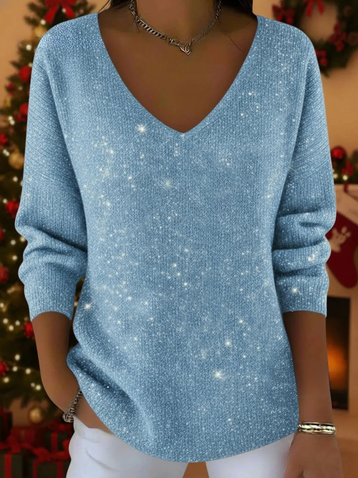 VERA™ - FESTIVE V-NECK SWEATER