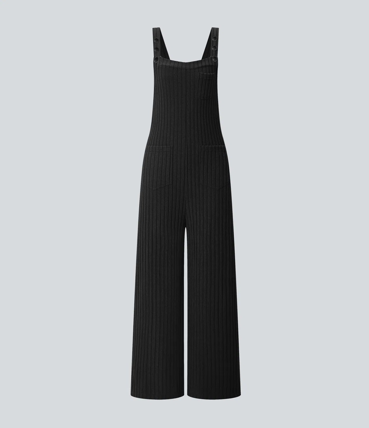 RIBBED KNIT CASUAL OVERALLS