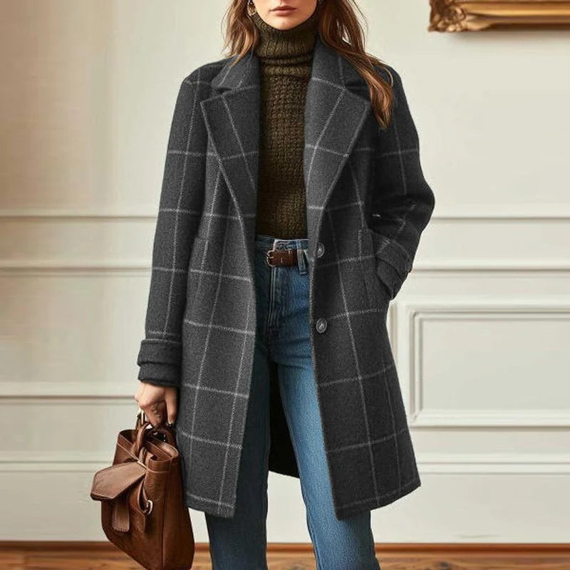 SOFIA™ - ELEGANT WOOL PLAID COAT