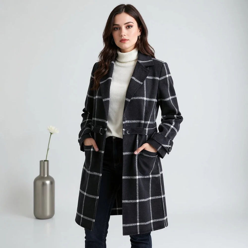 SOFIA™ - ELEGANT WOOL PLAID COAT