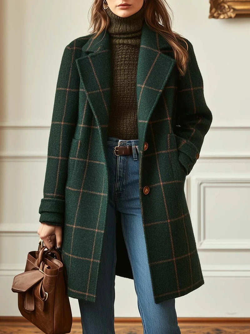 SOFIA™ - ELEGANT WOOL PLAID COAT